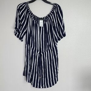 La Blanca Womens Striped Short Sleeves Dress/ Size M